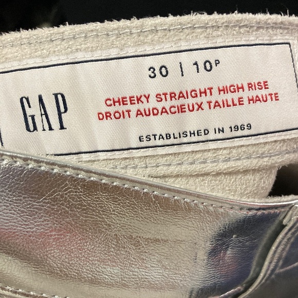 GAP Women's cheeky straight high rise Silver Pants 10p - Picture 6 of 11